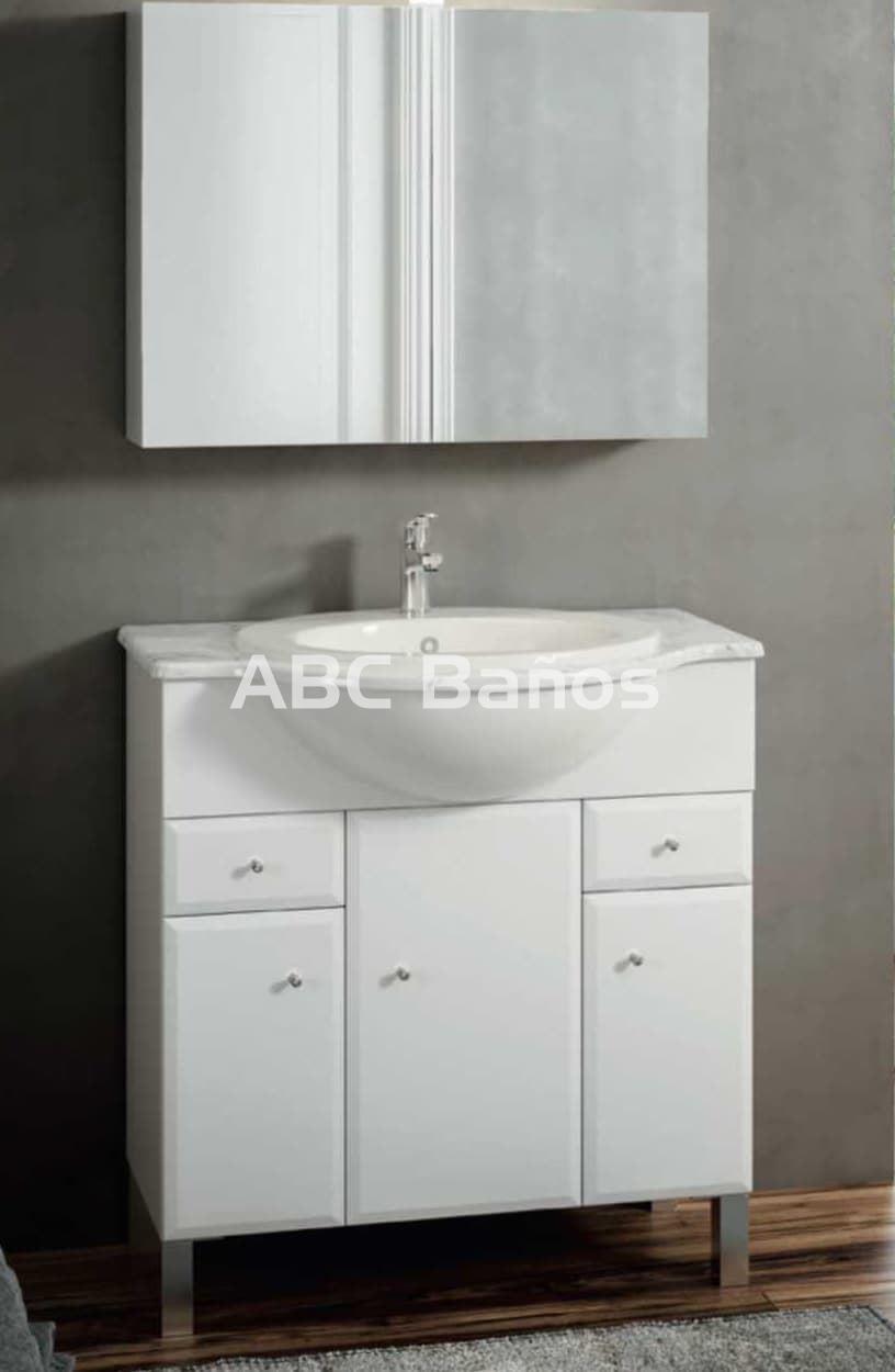 Mueble de baño BISEL blanco con opciones de lavabo y encimera - Imagen 2